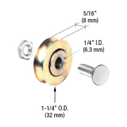CRL 1-1/4" Diameter Steel Ball Bearing Replacement Roller 5/16" Wide