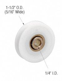 CRL 1-1/2" Diameter Nylon Ball Bearing Replacement Roller 5/16" Wide