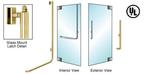 CRL-Blumcraft® Satin Brass Right Hand Reverse Glass Mount Keyed Access 'H' Exterior, Top Securing Panic Handle