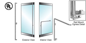 CRL-Blumcraft® Brushed Stainless Left Hand Reverse Rail Mount Keyed Access "F" Exterior Bottom Securing Electronic Egress Control Handle