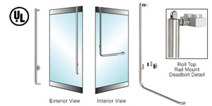 CRL-Blumcraft® Brushed Stainless Left Hand Reverse Rail Mount Keyed Access 'L' Exterior Top Securing Roll Top Deadbolt Handle