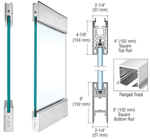 CRL Brushed Stainless Type 2 Flanged SPS with 4" Square Rail on the Top and 6" Square Rail on the Bottom