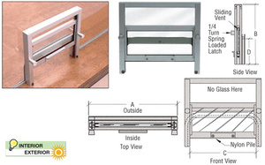 CRL Satin Anodized Vertical Sliding Ticket Window With 8-1/4" x 3-1/2" Opening