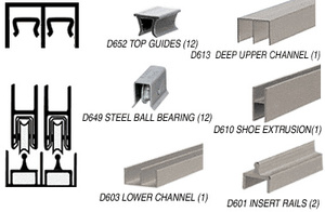 CRL Brushed Nickel Deluxe Track Assembly D613 Upper and D601 Rail With Steel Ball-Bearing Wheels