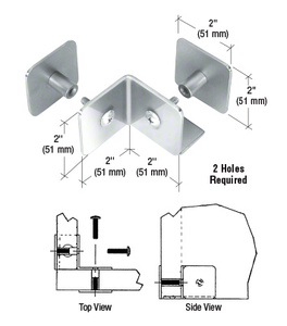 CRL Polished Stainless Bullet Resistant Protective Barrier System 90 Degree Bottom Mount Outside Clamp