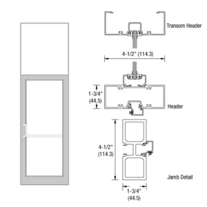 CRL-U.S. Aluminum Clear Anodized Class 1 39-1/2" x 126" Series DF800 Tubular Butt Hinge Transom Frame Complete (1FT)