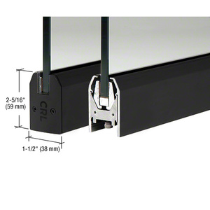 CRL Matte Black 1/2" Glass Low Profile Tapered Door Rail Without Lock - 35-3/4" Length