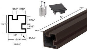 CRL Black Bronze Anodized 12" Corner Aluminum Counter Post