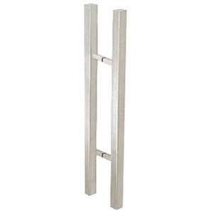 CRL Brushed Stainless Glass Mounted Square Ladder Style Pull Handle with Square Mounting Posts - 24"