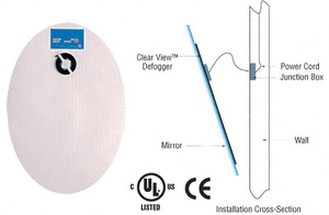 CRL 18" x 26" Clear View™ Oval Mirror Defogger