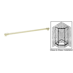 CRL Satin Brass Frameless Shower Door Fixed Panel Glass-To-Glass Support Bar for 3/8" to 1/2" Thick Glass