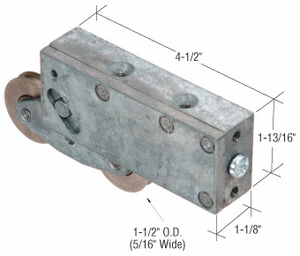 CRL Sliding Glass Door Roller with Tandem Stainless Steel Rollers and 1-1/8" Wide Housing