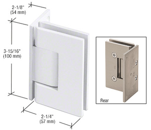 CRL All White Vienna 044 Series Wall Mount Offset Back Plate Hinge