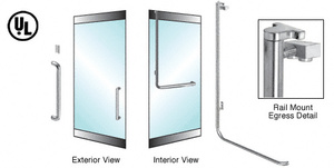 CRL-Blumcraft® Brushed Stainless Right Hand Double Acting Rail Mount No Cylinder 'Y' Exterior Top Securing Electronic Egress Control Handle