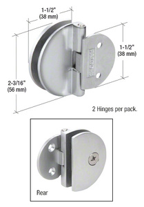 CRL Polished Chrome Half Round Light Duty Frameless Shower Door Hinge