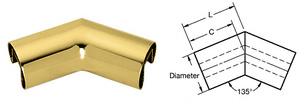 CRL Polished Brass 2-1/2" Diameter 135 Degree Horizontal Corner for 3/4" Glass Cap Railing