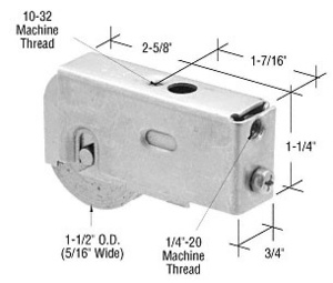 CRL 1-1/2" Stainless Steel Sliding Glass Door Roller with 3/4" Wide Housing for Daryl and Patio Magic Doors