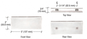 CRL Polished Chrome Square 180 Degree Glass-to-Glass Clamp