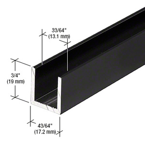 CRL Black 1/2" Fixed Panel Shower Door Deep U-Channel - 95"