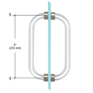 CRL 8" Acrylic Smooth Back-to-Back Shower Door Pull Handle with Brushed Nickel Rings