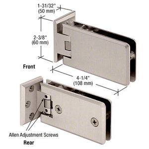 CRL Brushed Nickel Grande Series Adjustable Wall Mount Offset Back Plate Hinge