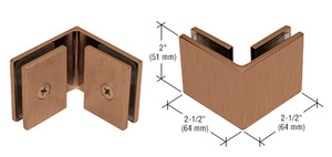 CRL Antique Brass Square 90 Degree Glass-to-Glass Clamp