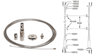 CRL Floor to Ceiling Cable Kit for 1/4" to 3/8" Glass