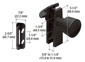 CRL Black Screen and Storm Door Tulip Knob Latch with 1-3/4" Screw Holes