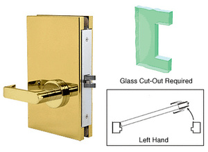 CRL Polished Brass 6" x 10" LH Center Lock With Deadlatch in Passage Lock Function