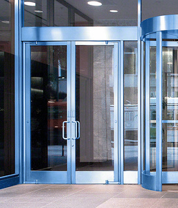 CRL Balancer™ Painted Aluminum Medium Stile Door for 1" Glazing; 3-11/32" Top Rail; 9-1/2" Bottom Rail; Concealed Hinge Tube Double Doors with Panic