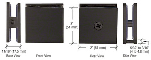 CRL Matte Black Square Style Hole-in-Glass Fixed Panel U-Clamp