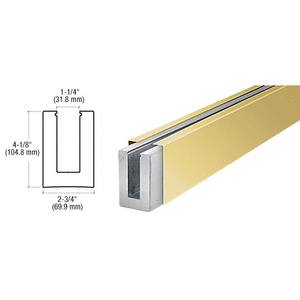 CRL B7S Series Polished Brass Custom Length Square Base Shoe for 3/4" Glass