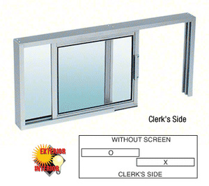 CRL Satin Anodized Horizontal Sliding Service Window XO or OX Format with 1/8" or 1/4" Vinyl Only - No Screen