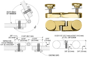 CRL Brass Standard Cap Angle Panel Connector