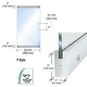 CRL Dry Glazed Frameless Glass 3'-0" P-Style Satin Anodized Single Door Only Kit - with Lock
