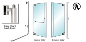 CRL-Blumcraft® Brushed Stainless Right Hand Reverse Glass Mount Retainer Plate "F" Exterior, Top Securing Panic Handle