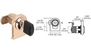 CRL Brass Round Top Swinging Glass Door Lock - Keyed Alike