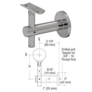 CRL 316 Brushed Stainless Sunset Series Wall Mounted Hand Rail Bracket