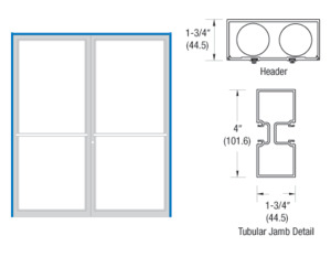 CRL-U.S. Aluminum Bronze Black Anodized 75-1/2" x 85-3/4" 400 Series Up and Over Double Door Frame for Center Hung OHCC
