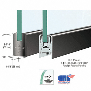 CRL Black Powder Coated 1/2" Glass Low Profile Square Door Rail Without Lock - 35-3/4" Length