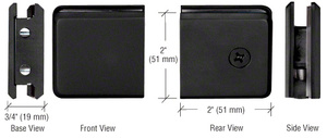 CRL Matte Black Beveled Style Notch-in-Glass Fixed Panel U-Clamp