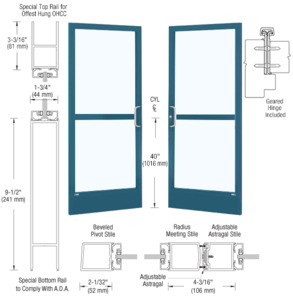 CRL-U.S. Aluminum Custom KYNAR® Paint Custom Pair 72" x 84" Series 250 Narrow Stile Gear Hinge Entrance Door for OHCC