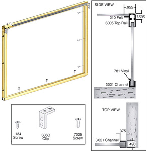 CRL Gold Anodized Wood End Showcase Radius Profile Front Assembly