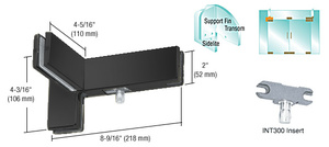 CRL Matte Black Right Hand Sidelite Transom Patch with Support Fin Bracket and 1NT300 Insert