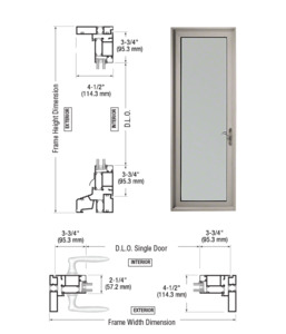 Custom Class ll Clear Anodized Series 900 Hinged Left Swing In Terrace Single Door with 3-3/4" Bottom Rail and Standard Threshold
