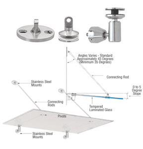 CRL 316 Brushed Stainless Glass Awning Support System Mounting Kit