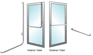 CRL-Blumcraft® Brushed Stainless Right Hand Double Acting Aluminum Door Mount "A" Exterior Top Securing Dummy Handle