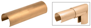 CRL Satin Brass 50.8 mm Connector Sleeve for L20 Series Cap Railing, Cap Rail Corner, and Hand Railing
