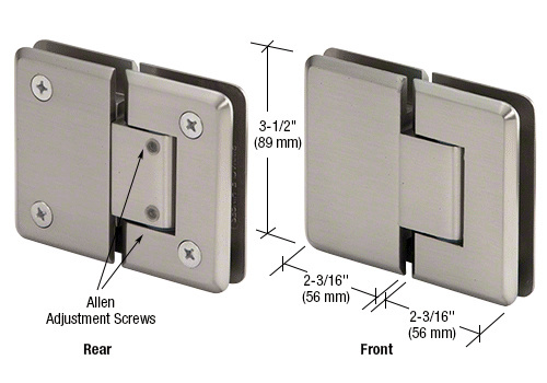 CRL Brushed Nickel Pinnacle 380 Series Adjustable 180 Degree Glass-to-Glass Hinge