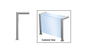 CRL Elegant Series Center Post Sneeze Guard for 3/8" (10 mm) Glass, 18" High, 12" Shelf, 1-1/2" Diameter, 2" Air Gap